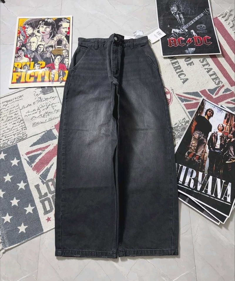 h&amp;m washed baggy jeans