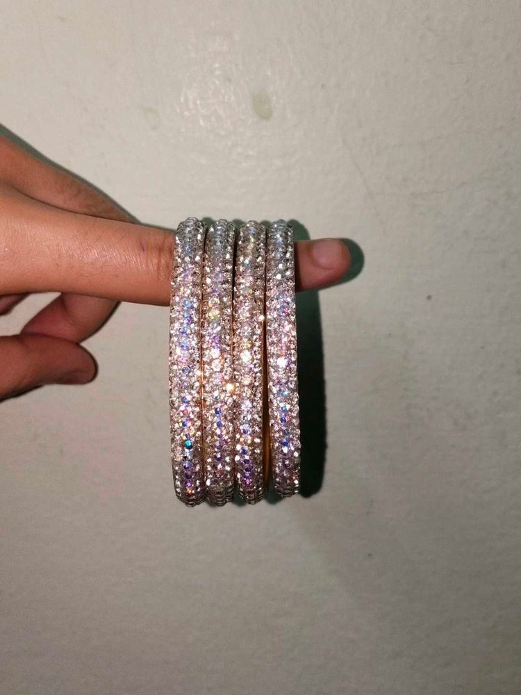 Sparkling Rhinestone Bangles - Set of 4
