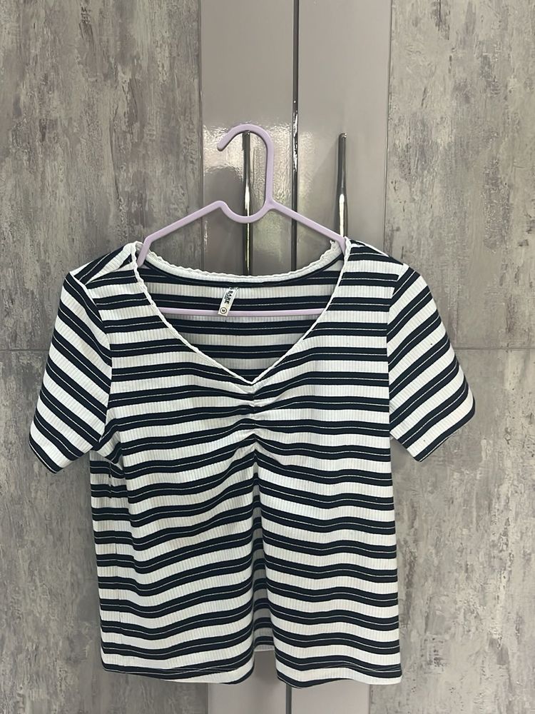 Striped V-Neck Top