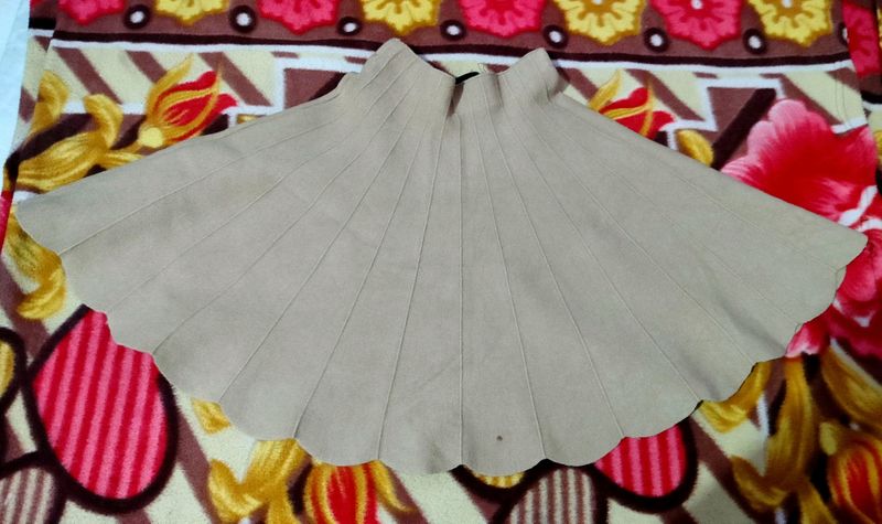 Tan Woolen Stretchable Skirt