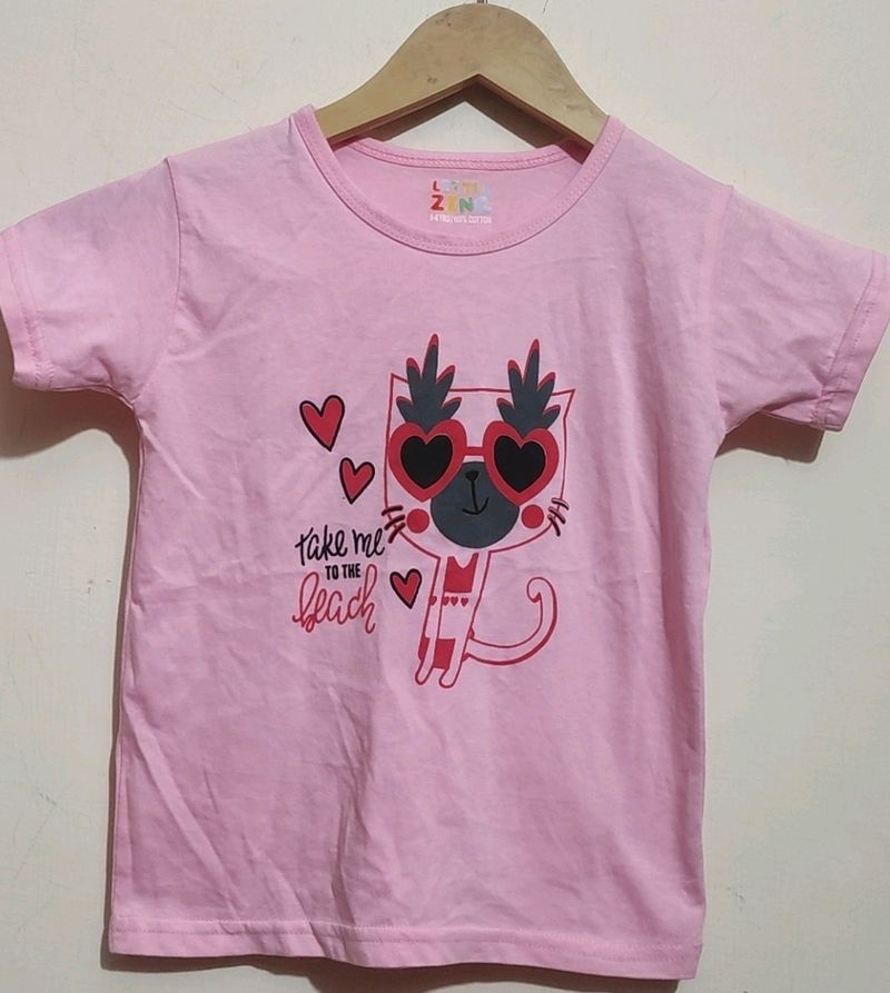 Pink T-shirt For Baby Girl 4- 5 Year