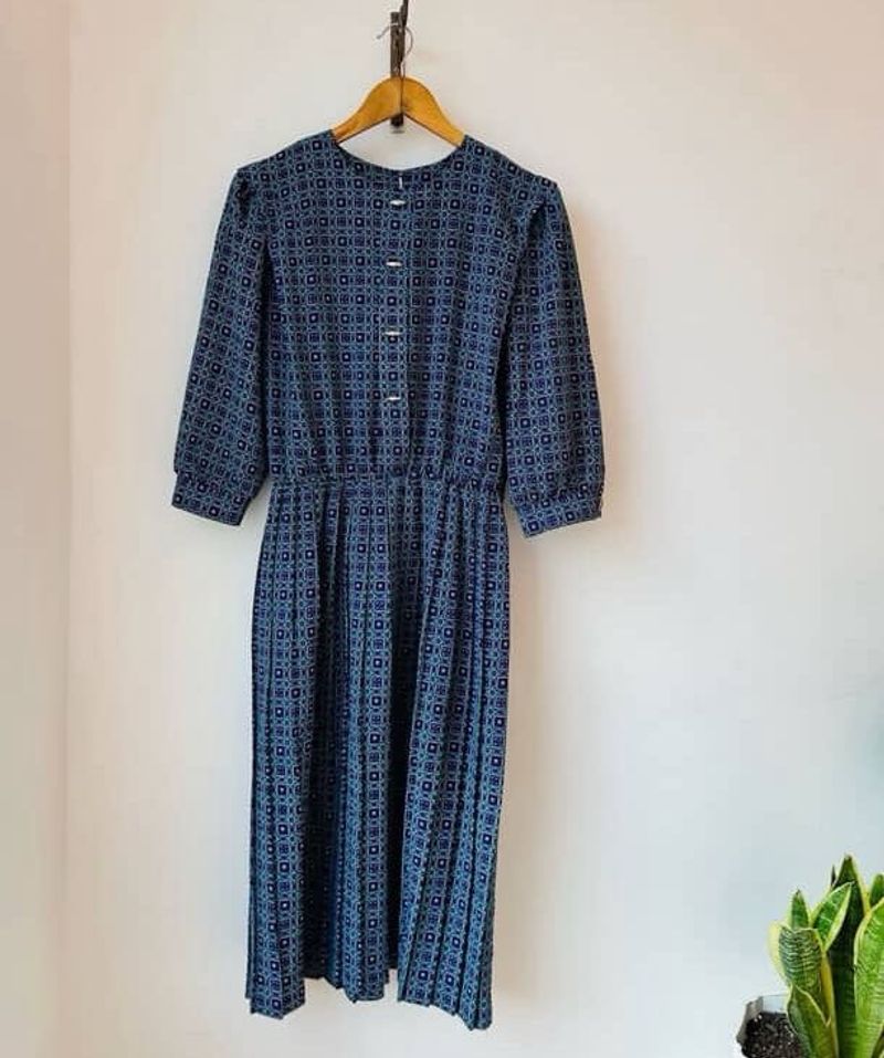 Imported Vintage Print Midi Dress