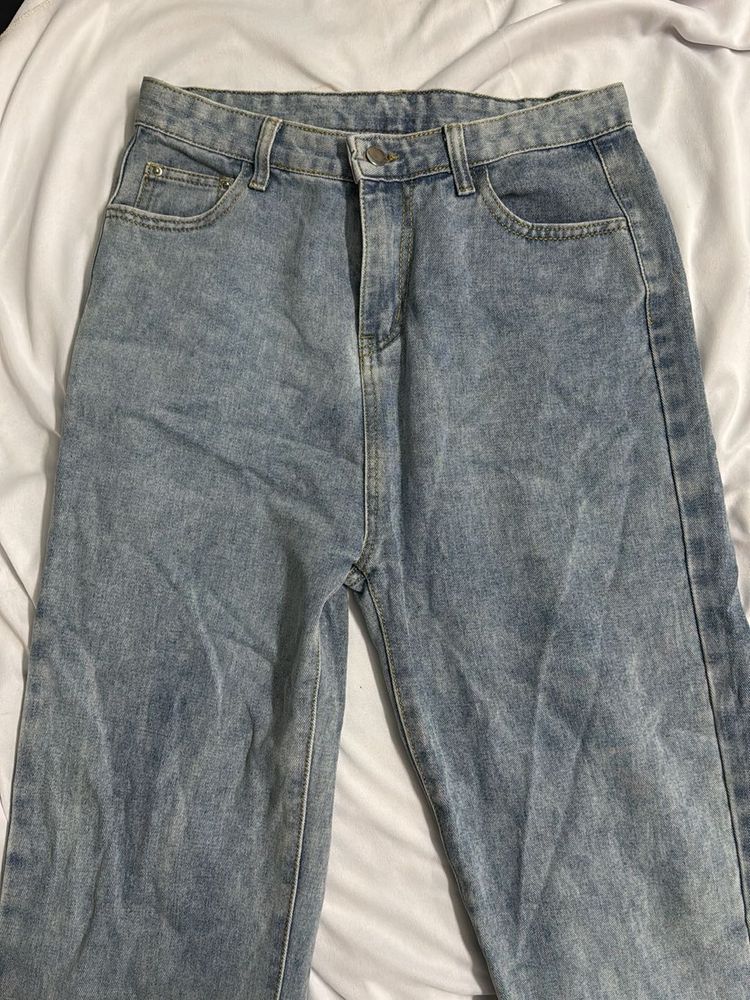 high waisted Light Wash Denim Jeans