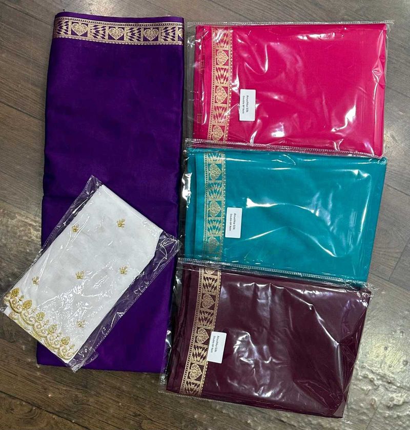 Assorted Unstitched Silk Saree Fabric