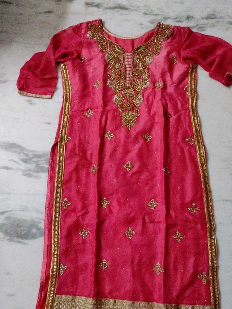 Elegant Pink Kurta plazo and dupatta set