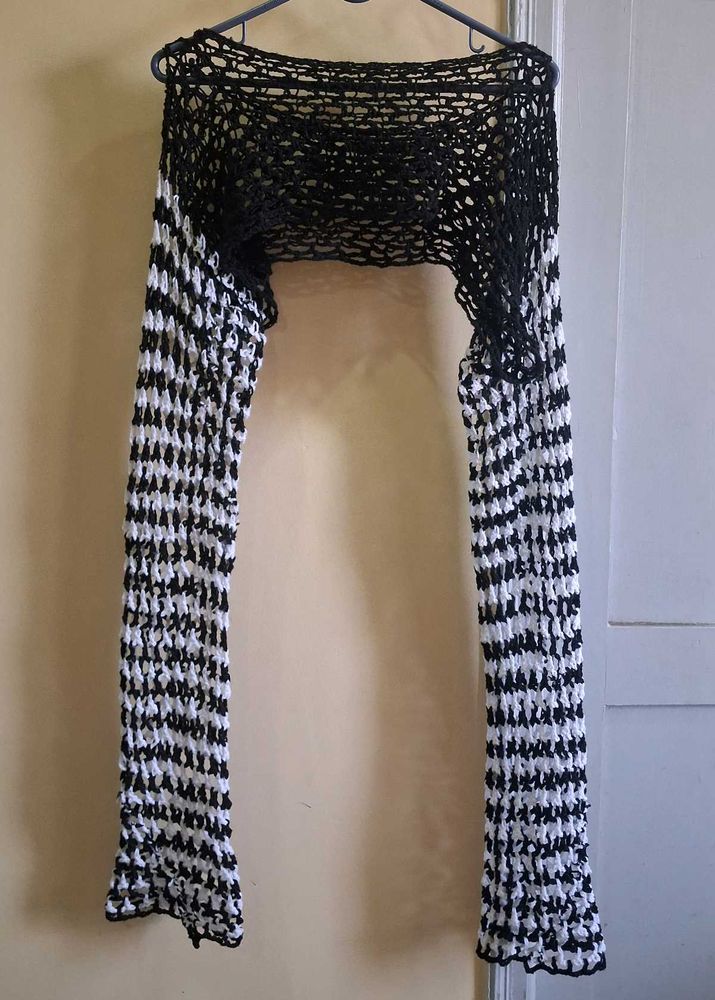 Black &amp; White Knit Bolero (Handmade)