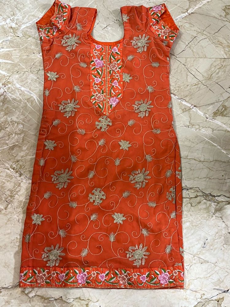 Orange Beautiful Kurti 🧡