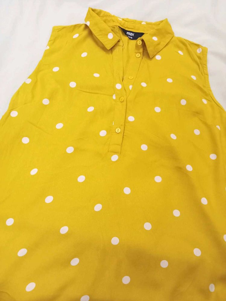 MAX Yellow Polka Dot Top