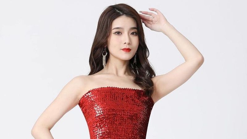 Red Sequin Strapless Top