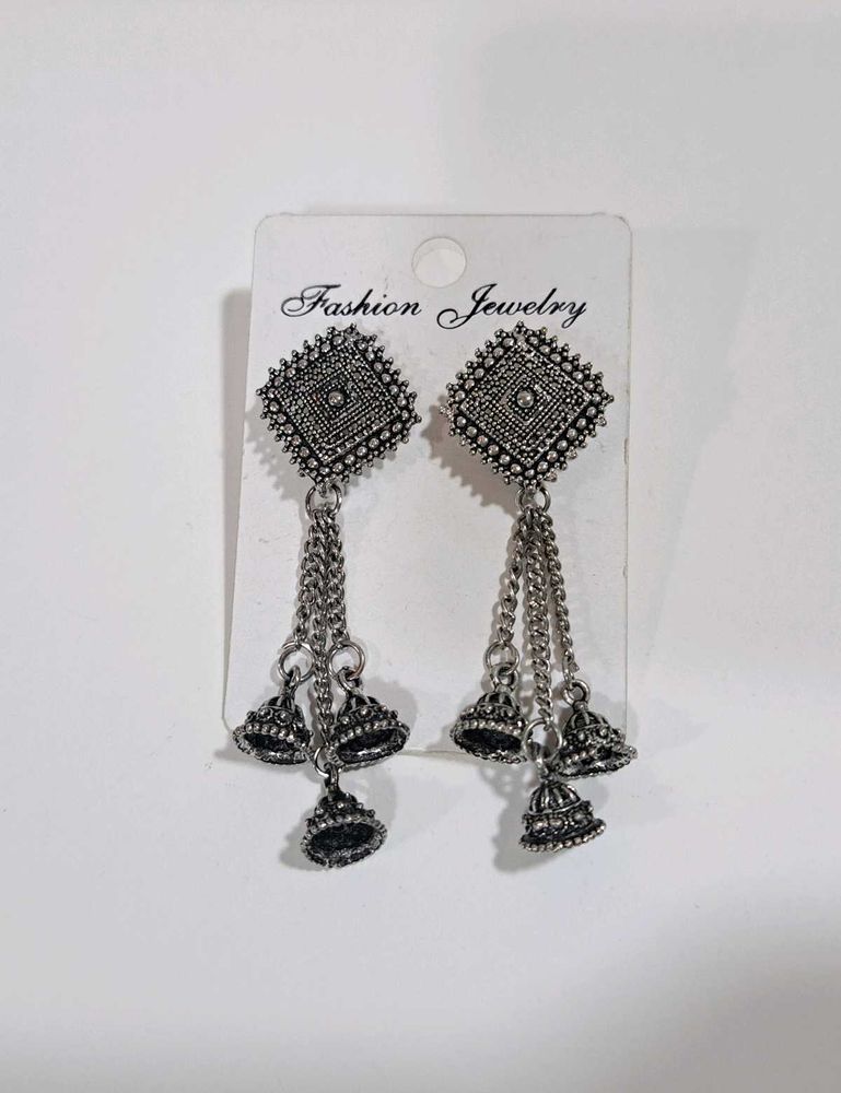 Oxidized Jhumka Earrings