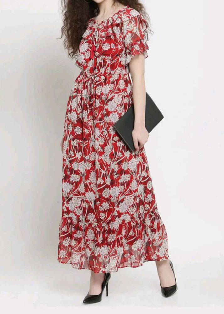 Latin Quarters Red Floral Print Maxi Dress