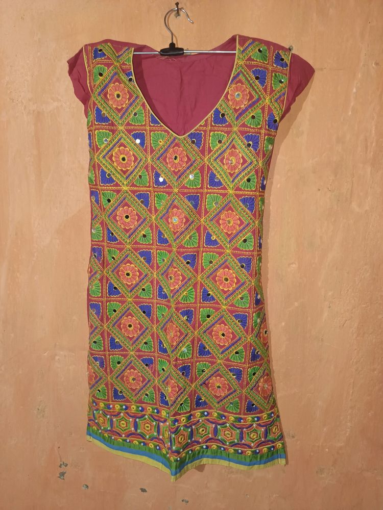Mirror Work Embroidery Kurti