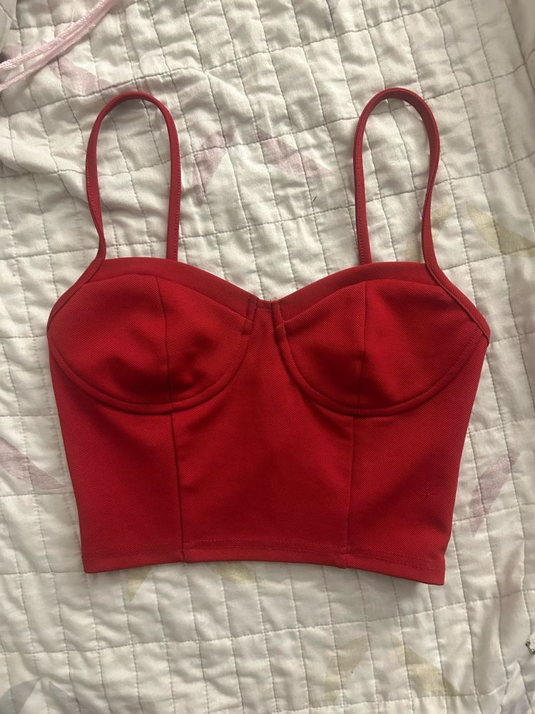 Red Bustier Crop Top