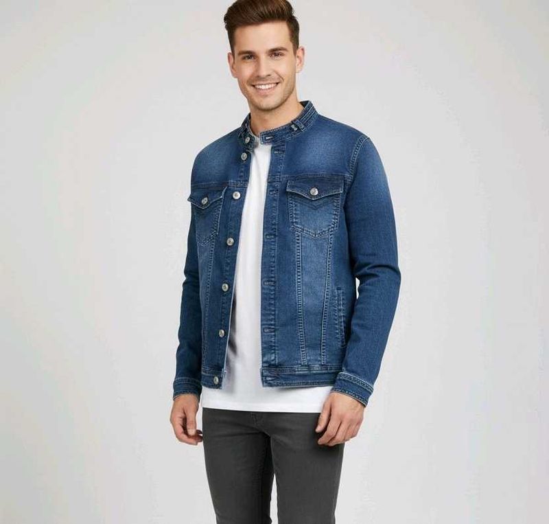 Stylish Blue Denim Jacket For men size - M