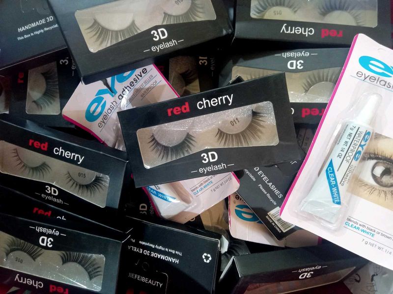 3D Eyelash Lot With Glue- Red Cherry &amp; More!