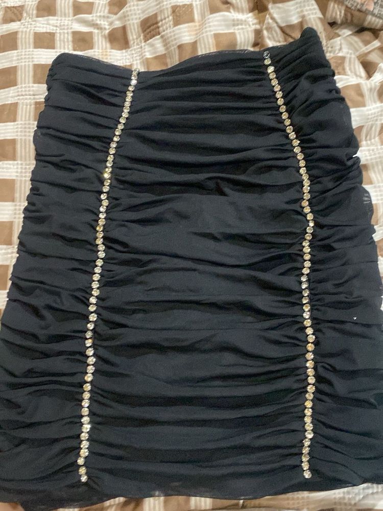 Black Ruched Mini Skirt