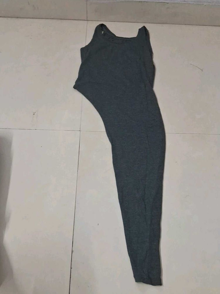 Gray Assymetrical Customised Top