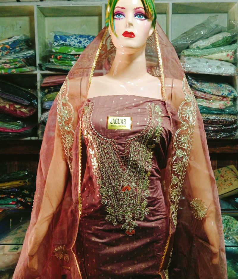 Gotta Patti Embroidery Work Unstitched Suit