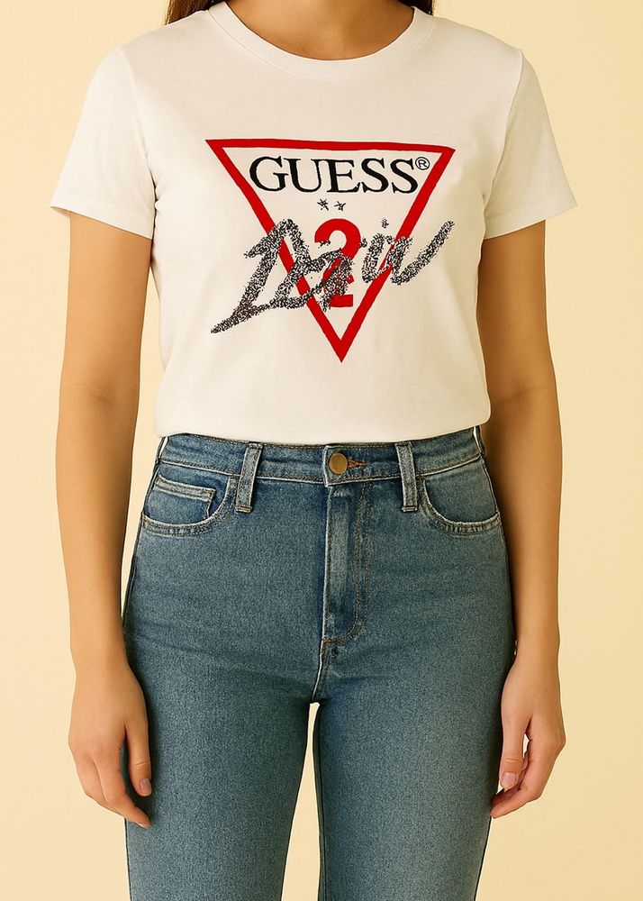 Guess White Logo Tee