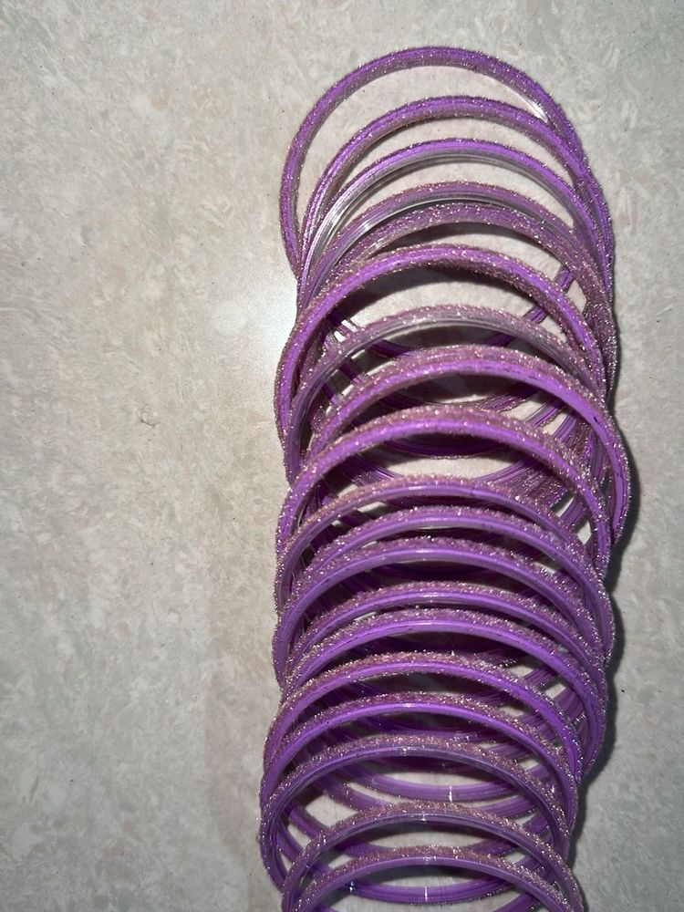 Purple Sparkle Bangles - Set 22pcs