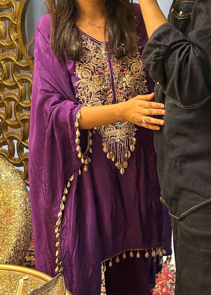 Purple Embellished Kaftan