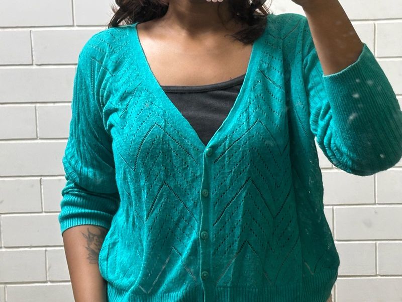 Teal/ Sea Green Korean Style Cardigan