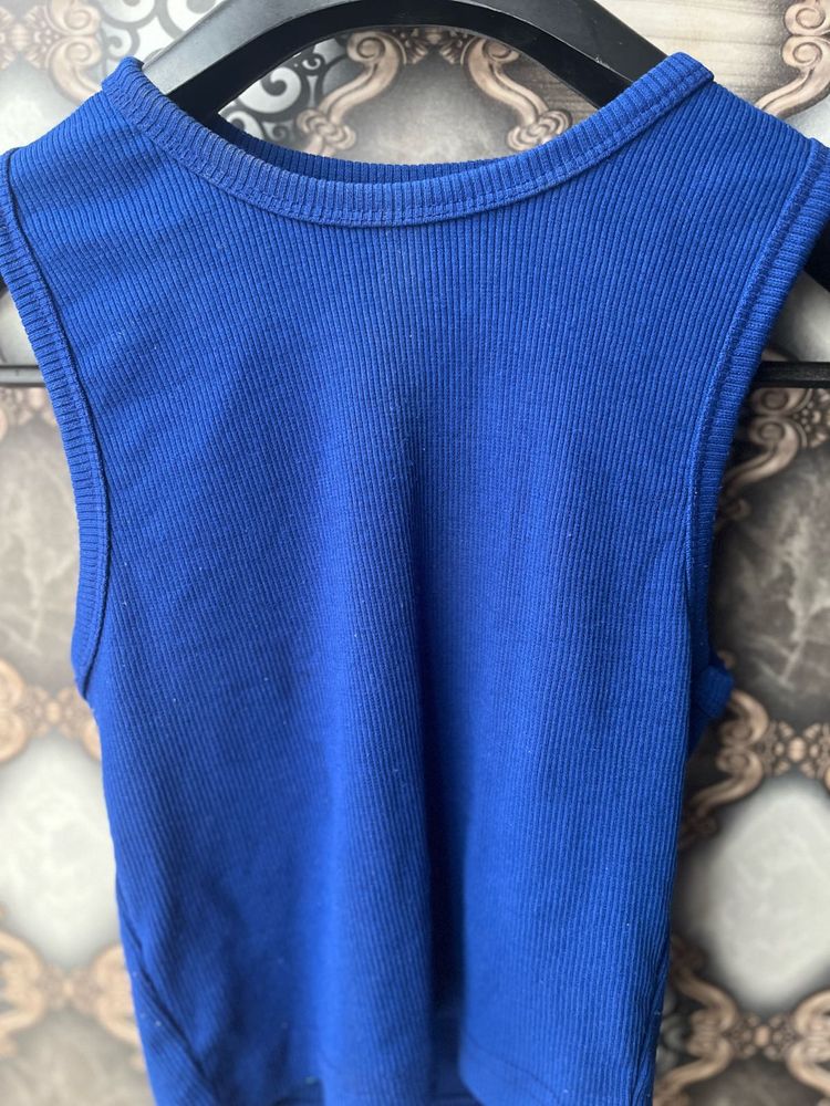 Blue Ribbed Tank Top