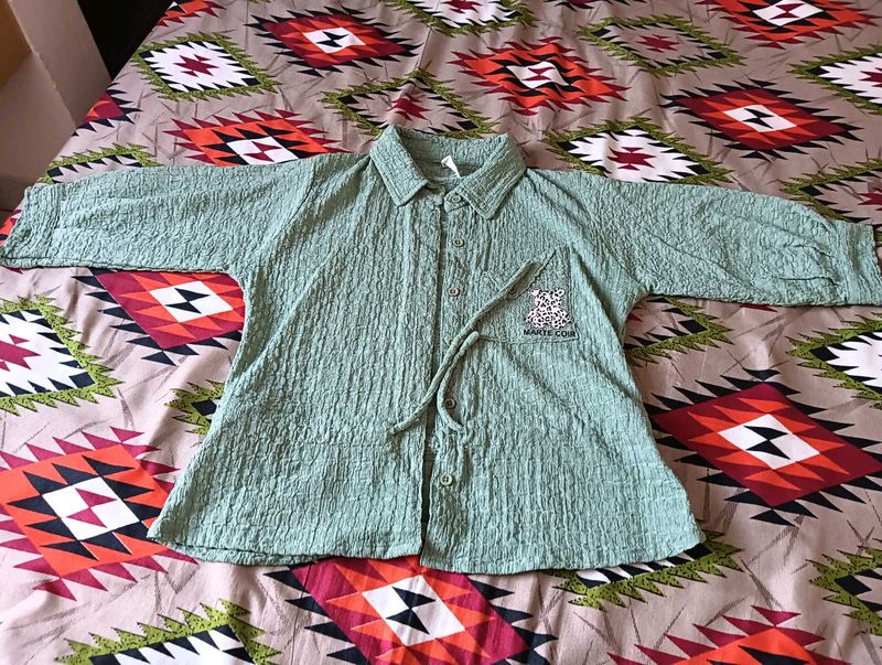 Green Button-Up Top