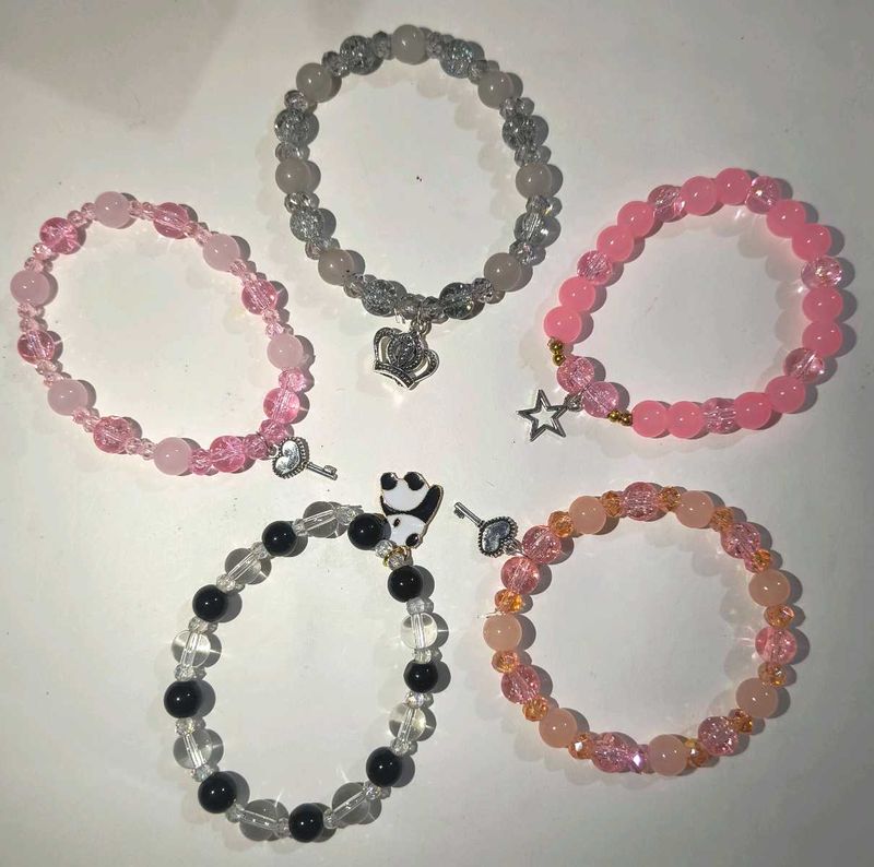 Beaded Charm Bracelets - Set of 5