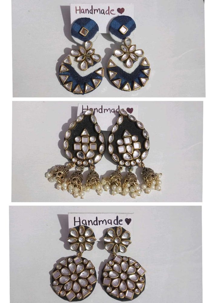 Kundan Fabric Earring (Handmade)