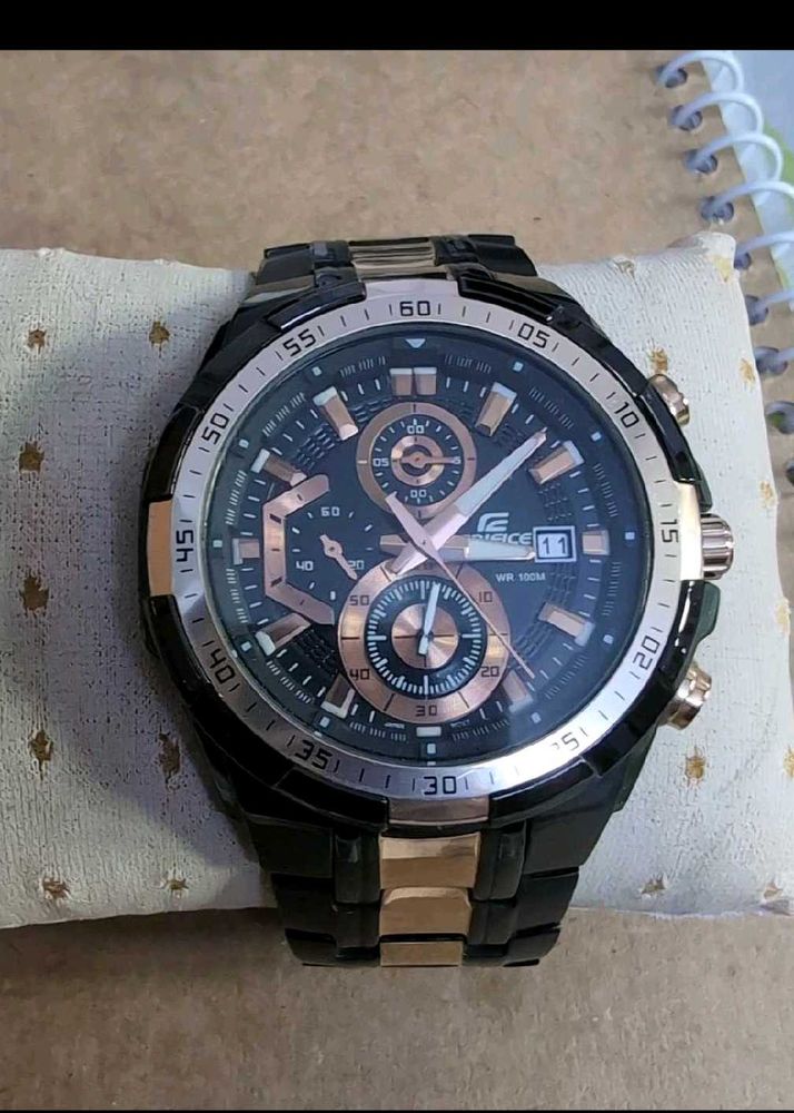 Edifice Black &amp; Gold Chronograph Watch