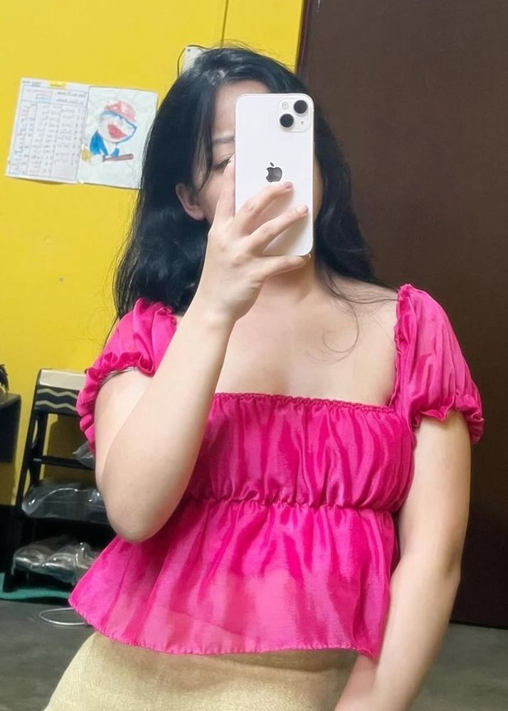 Hot Pink Puff Sleeve Top