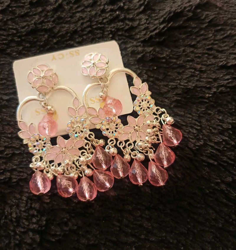 Stone Studded Drop Earrings