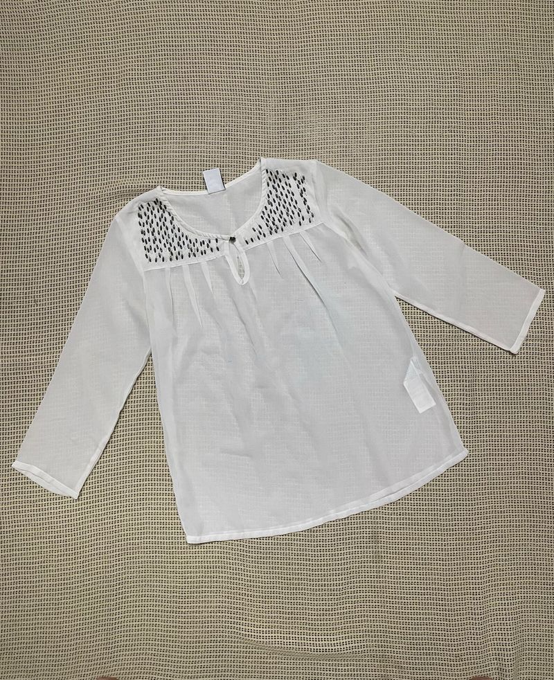 White Embroidered Top