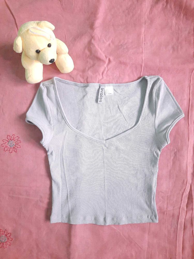 H&amp;M Light Turquoise Crop Top