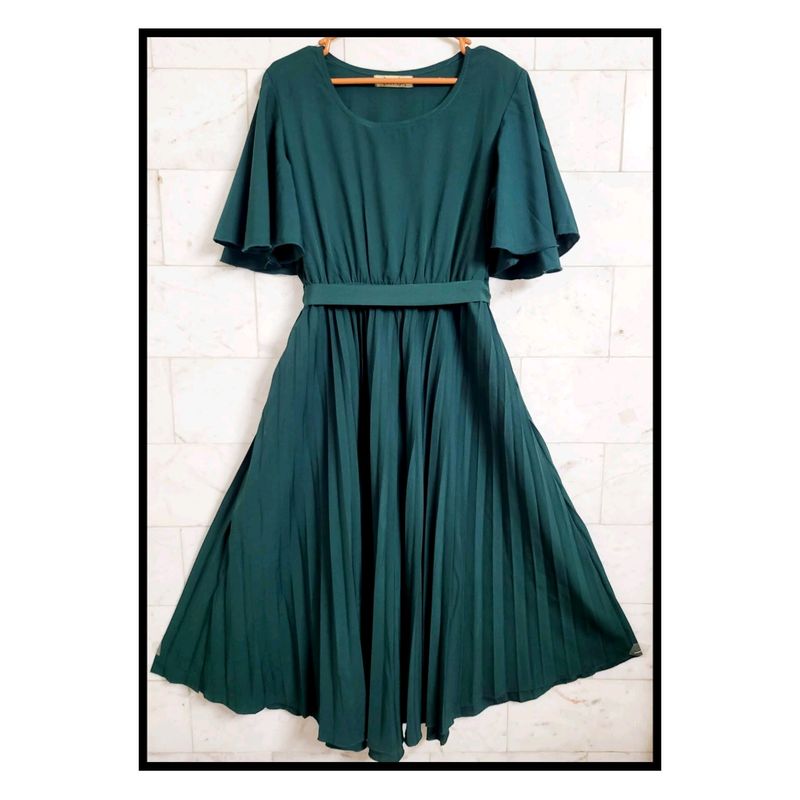 Green Pleated Dress