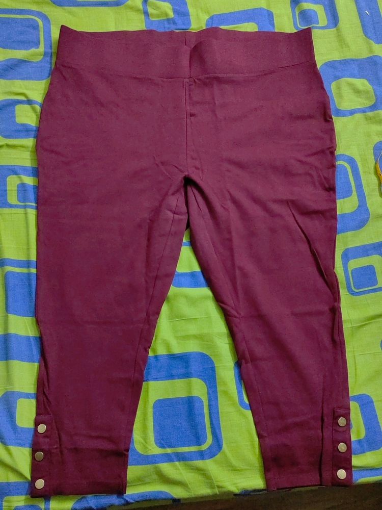 Wine/Burgundy Colour Plus Size Treggings