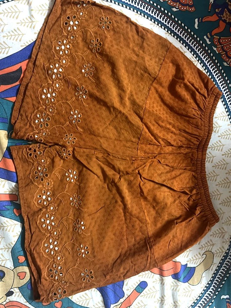 Brown Floral Shorts