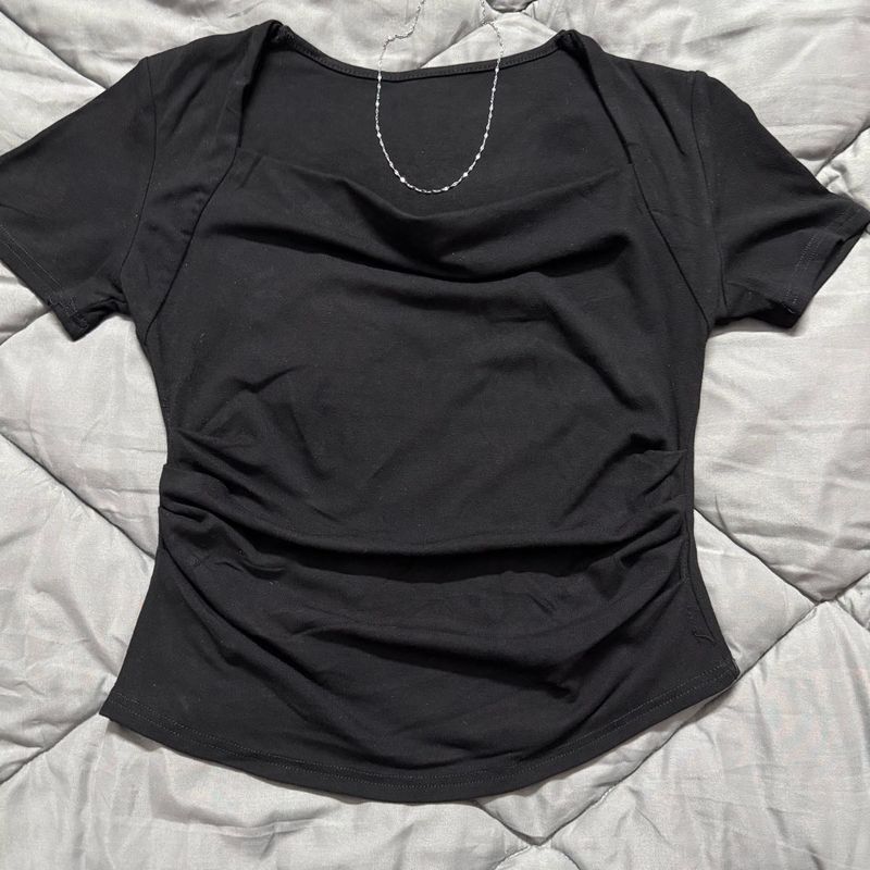 Black cowl neck tee