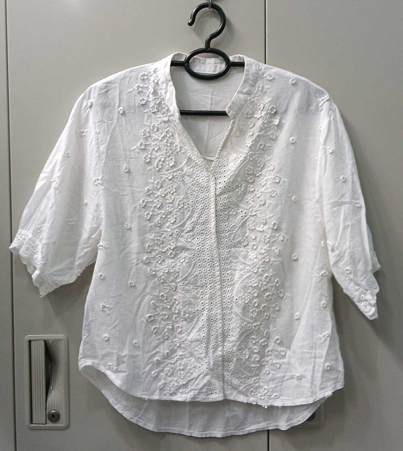White Embroidered Blouse