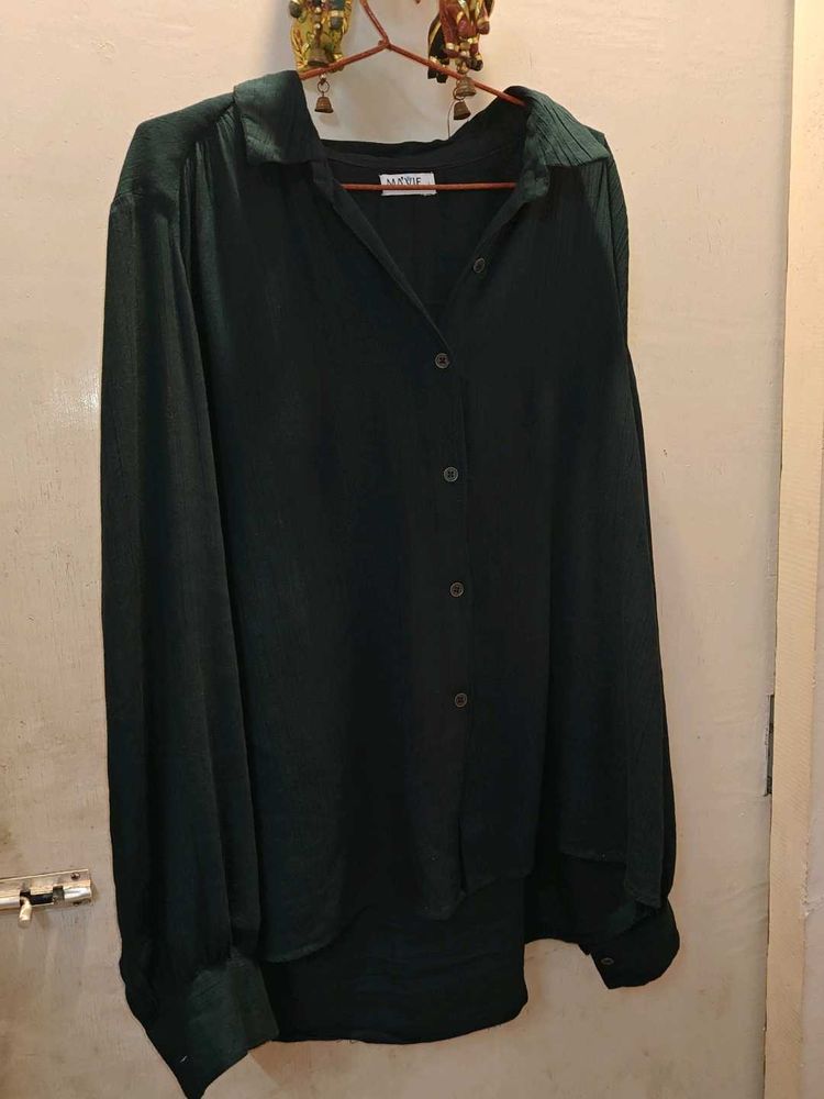 ✨ Women’s Bottle Green High-Low Shirt | Size L ✨
