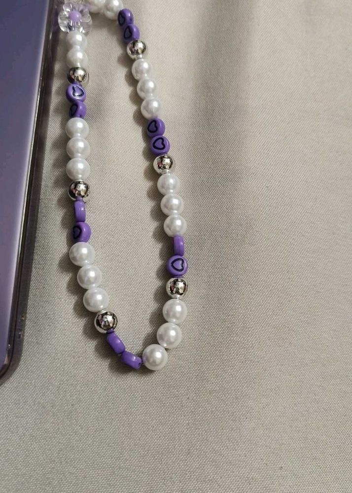 Purple Heart Beaded Phone Charm