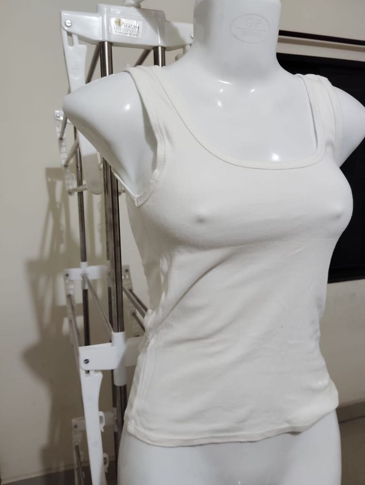 White Sleeveless Tank Top