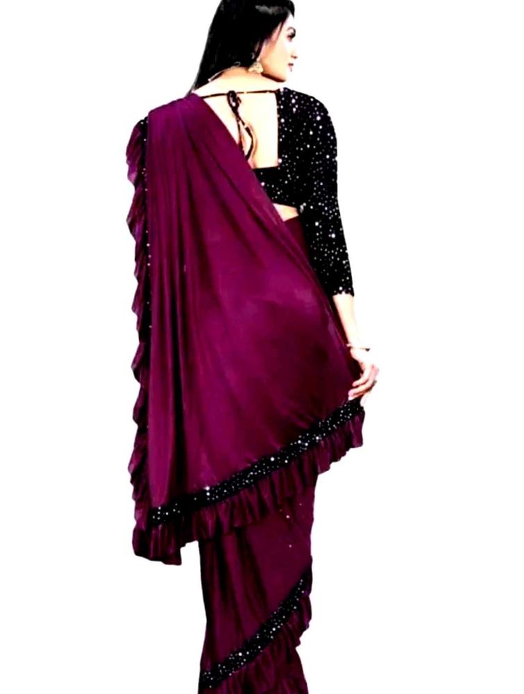 Elegant Ruffled Saree with Sequin Detail