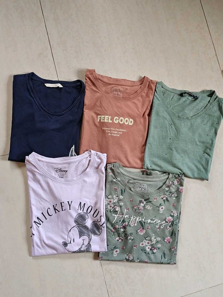 Combo Of 5 &#34;Branded Tees&#34; For Women