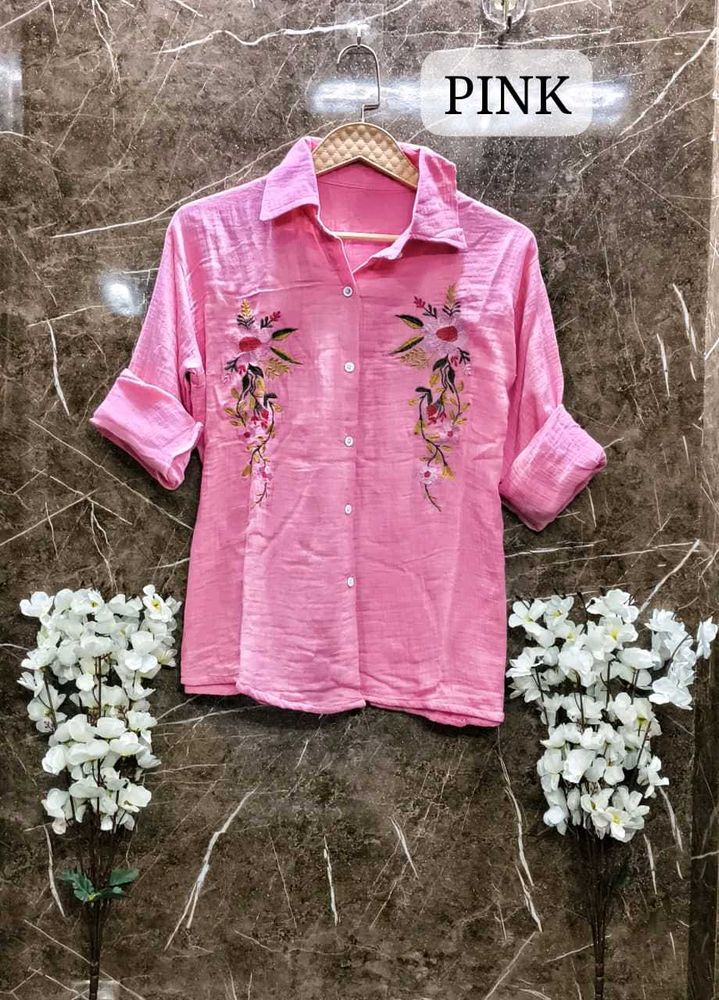 Mulmul Shirt With Embroidery
