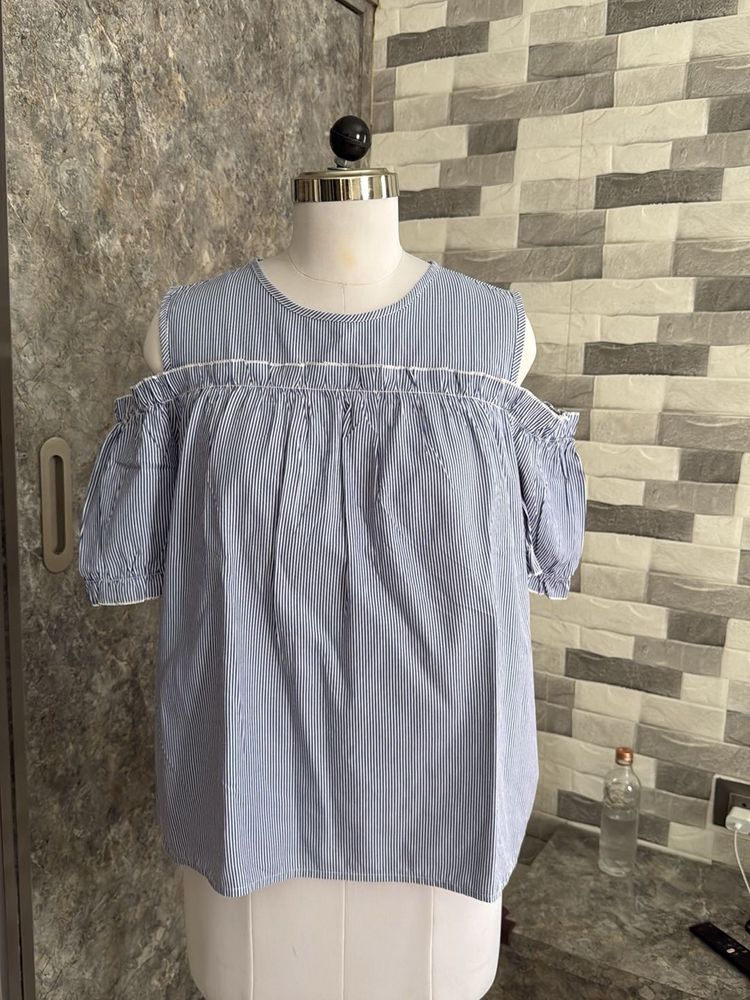 Off Shoulder Blue Top