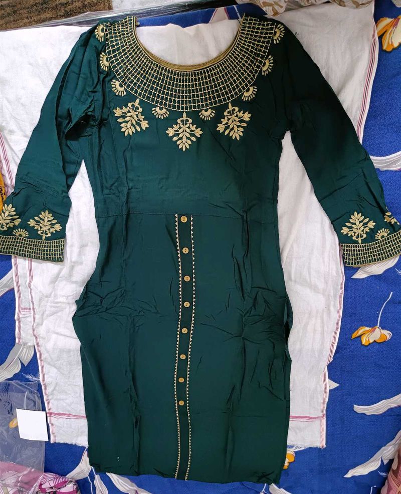 Green Embroidery Kurti