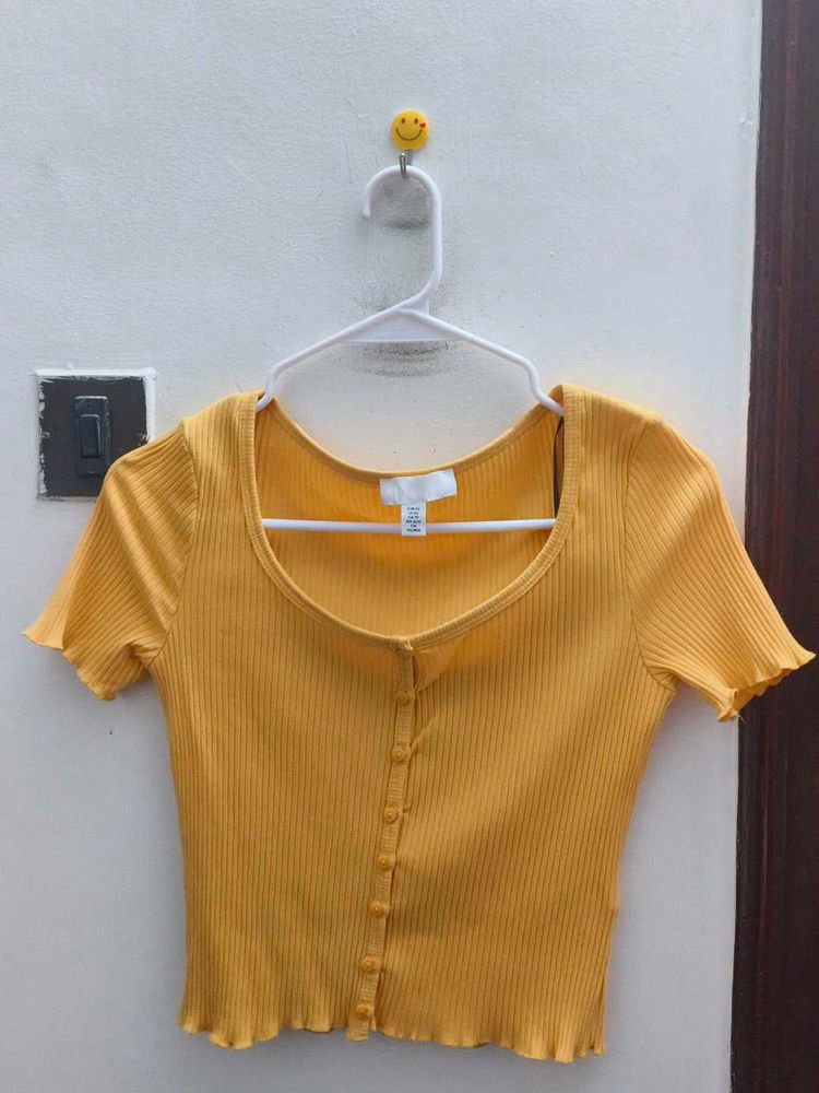 Cute Yellow Ribbed Top