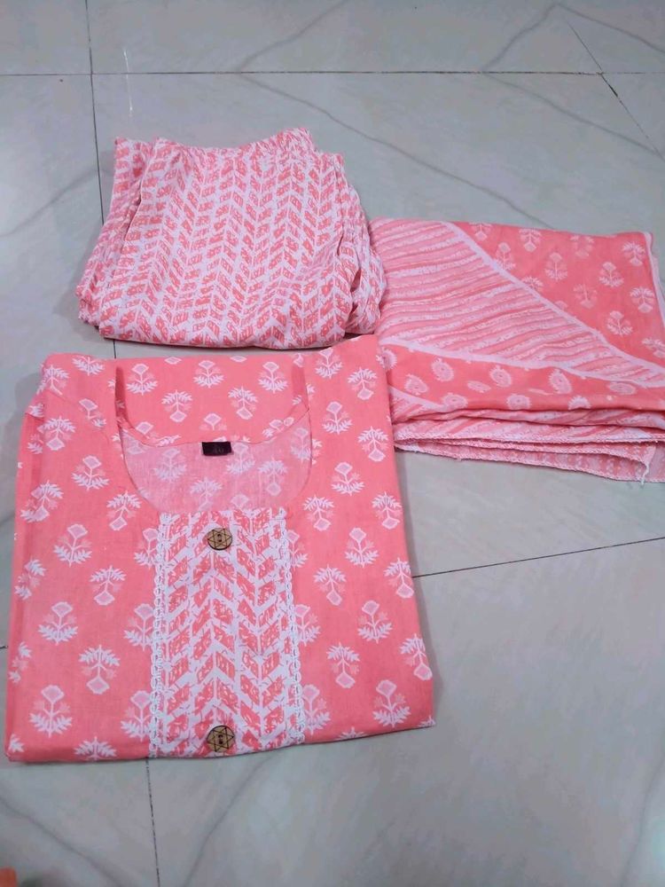 Coral Printed Kurti Set